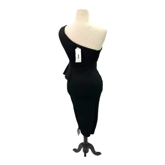 ASOS DESIGN One Shoulder Half Peplum Pencil Midi Dress Black Size 4 NWT - Picture 5 of 10